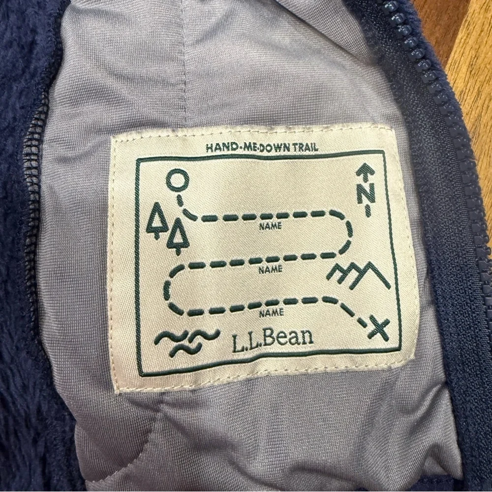 L.L. Bean High Pile Fleece Navy Hooded Jacket FLAW